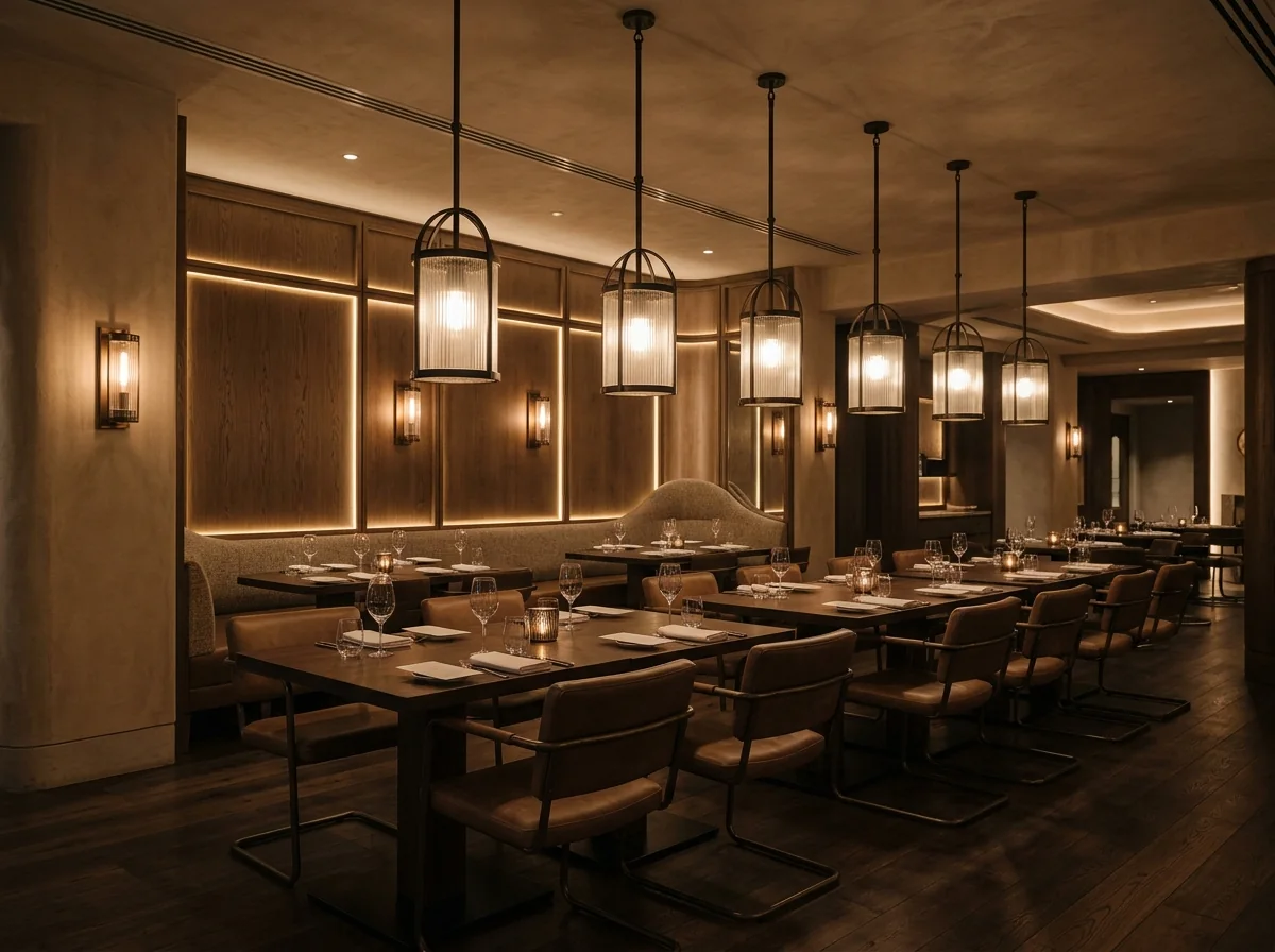 Bespoke pendant and wall lighting in a restaurant