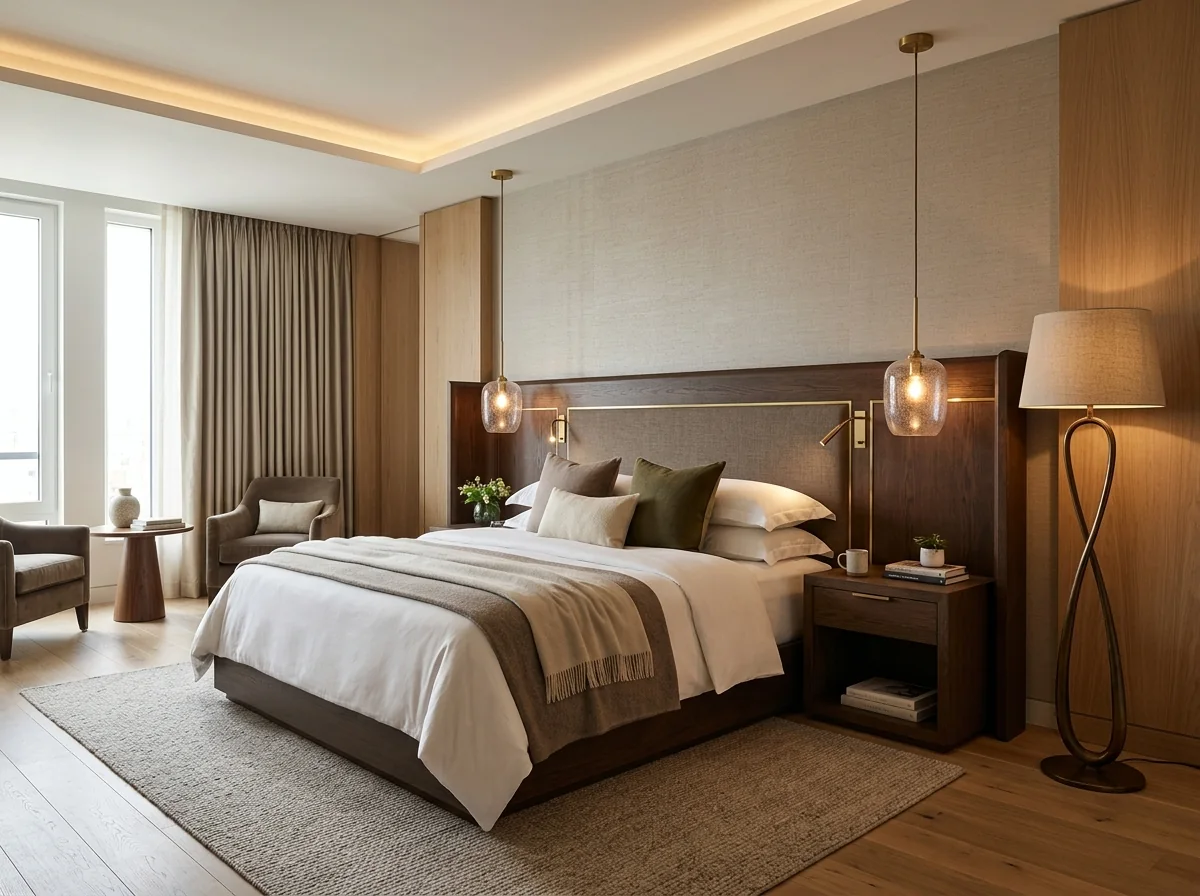Coordinated bespoke lighting in a hotel suite